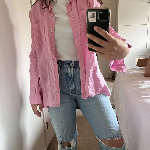 Linen pink button down - Picture 2 of 3